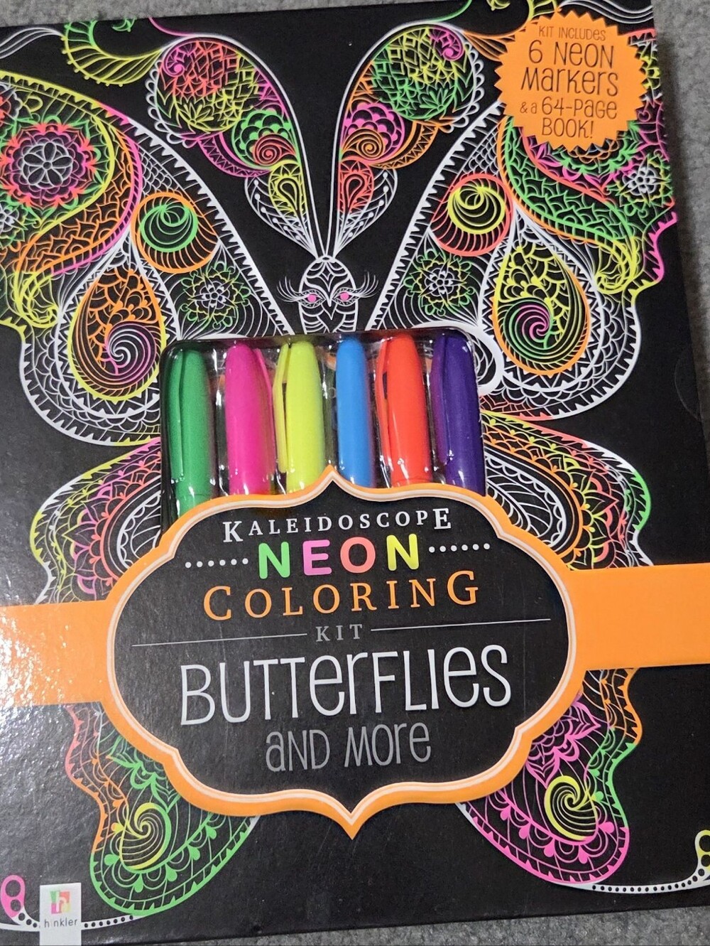 Kaleidoscope Neon Coloring Kit Butterflies - Neon Marker Set